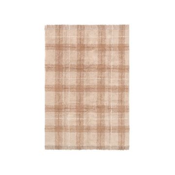 Covor roz deschis lavabil/țesut manual din bumbac 140x190 cm Tartan Rose – Lorena Canals