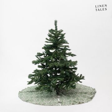 Covor sub bradul de Crăciun, verde, rotund, din in ø 125 cm Evergreen Damask – Linen Tales