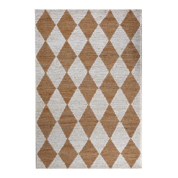 Covor tip traversă alb-în culoare naturală țesut manual din amestec de iută 60x230 cm Effie Diamond – Flair Rugs