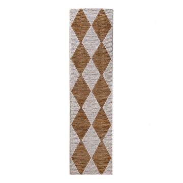 Covor tip traversă alb-în culoare naturală țesut manual din amestec de iută 80x230 cm Effie Diamond – Flair Rugs