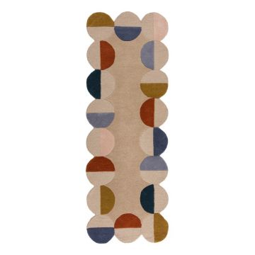 Covor tip traversă bej țesut manual din lână 80x230 cm Mia Scallop Frame – Flair Rugs