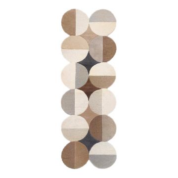 Covor tip traversă grej țesut manual din lână 80x230 cm Mia Ellipse – Flair Rugs