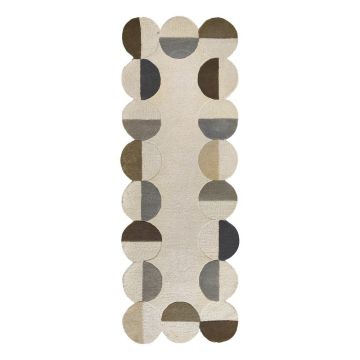 Covor tip traversă grej țesut manual din lână 80x230 cm Mia Scallop Frame – Flair Rugs