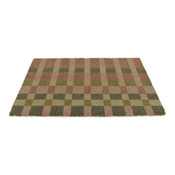 Covoraș de intrare din fibre de nucă de cocos 40x60 cm Pink and Blue Check – Artsy Doormats