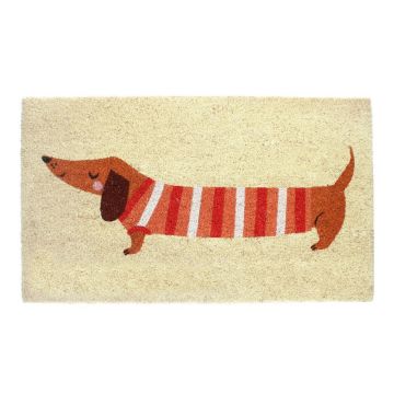 Covoraș de intrare din fibre de nucă de cocos 43x73 cm Sausage Dog – Rex London