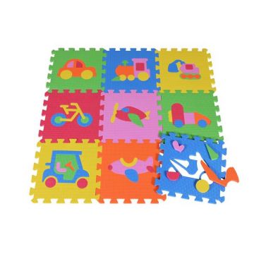 Covoras puzzle colorat Knorr Toys Trafic 9 piese din spuma moale Eva 30x30x1 cm izolator si antiderapant 3 ani+