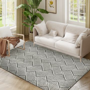 HOMCOM Covor salon 200 x 140 cm blană scurtă lavabil la maşină hipoalergenic pentru salon, dormitor, birou, gri | Aosom Romania