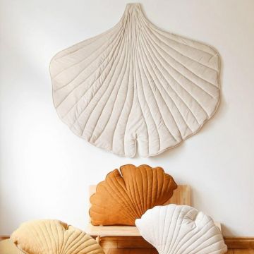 Saltea de joaca din catifea, Ginkgo, Little Amy, Crem, 110 x 120 cm