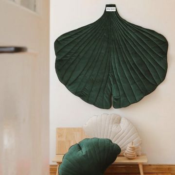 Saltea de joaca din catifea, Ginkgo, Little Amy, Verde, 110 x 120 cm