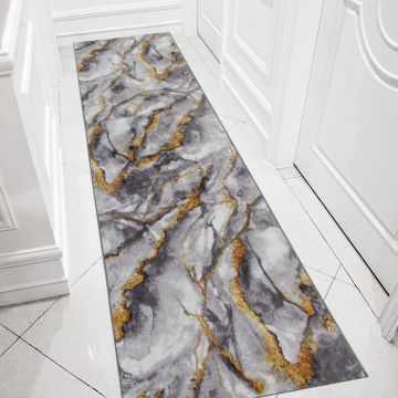 Covor, 206, 80x400 cm, Poliester, Gri / Auriu Covor, 206, 80x400 cm, Poliester, Gri / Auriu