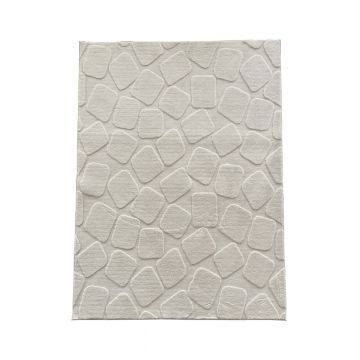 Covor 3D cu model in relief, Stone, Heinner, 120x160 cm, poliester, crem