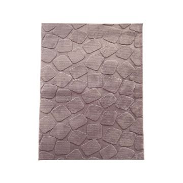 Covor 3D cu model in relief, Stone, Heinner, 120x160 cm, poliester, maro
