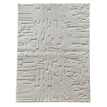 Covor 3D cu model in relief, Vista, Heinner, 120x160 cm, poliester, crem