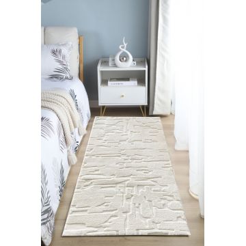 Covor 3D cu model in relief, Vista, Heinner, 80x150 cm, poliester, crem