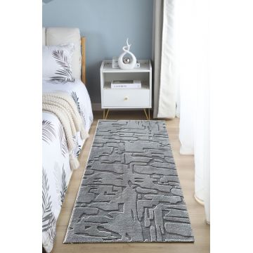 Covor 3D cu model in relief, Vista, Heinner, 80x150 cm, poliester, gri