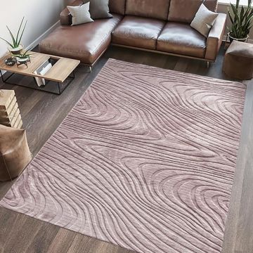 Covor 3D cu model in relief, Wave, Heinner, 200x300 cm, poliester, maro