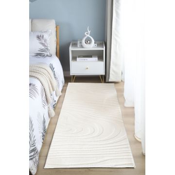 Covor 3D cu model in relief, Wave, Heinner, 80x150 cm, poliester, crem
