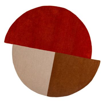 Covor cărămiziu țesut manual, rotund, din lână ø 200 cm Mia Segment – Flair Rugs ieftin