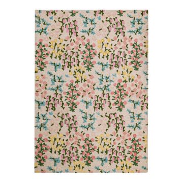 Covor crem țesut manual din lână 200x290 cm Emilia Floral – Flair Rugs