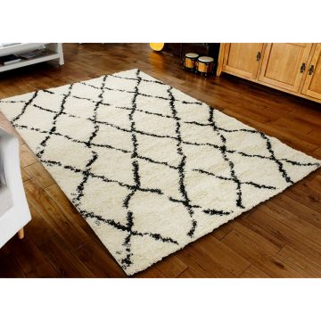 Covor, G0276M, 120x180 cm, Polipropilena, Crem/Negru Covor, G0276M, 120x180 cm, Polipropilena, Crem/Negru