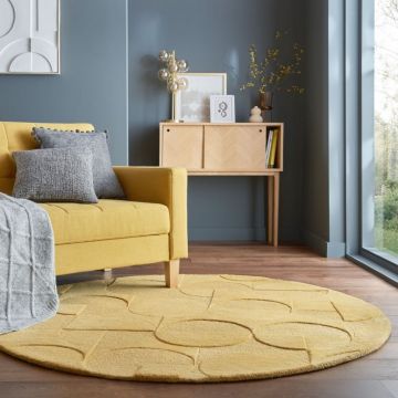 Covor Gigi Galben Ochre 160X160 cm, rotund, Flair Rugs Covor Gigi Galben Ochre 160X160 cm, rotund, Flair Rugs