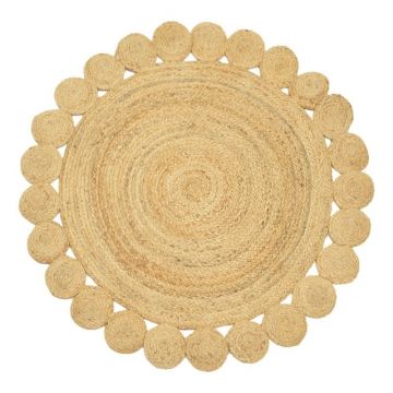 Covor rotund Boho Voni, Pako World, Iuta, Natural, 120x120 cm