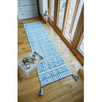 Covor traversă Leela Runner Ivory/Teal 60X200 cm, Flair Rugs Covor traversă Leela Runner Ivory/Teal 60X200 cm, Flair Rugs