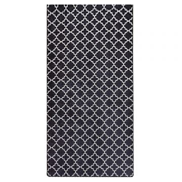 Covoras de intrare, Conceptum Hypnose, alb-negru, 100x300 cm, 100% poliester, antiderapant, lavabil la masina Covoras de intrare, Conceptum Hypnose, alb-negru, 100x300 cm, 100% poliester, antiderapant, lavabil la masina