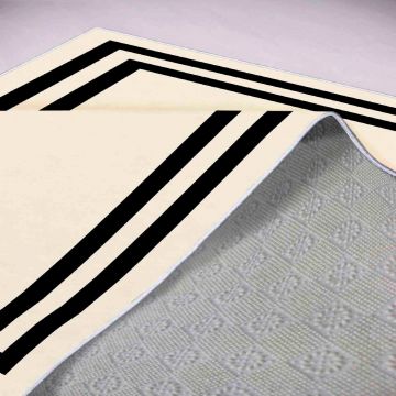 Covoras de intrare, Conceptum Hypnose, bej negru, 80x50 cm, 100% poliester, antiderapant Covoras de intrare, Conceptum Hypnose, bej negru, 80x50 cm, 100% poliester, antiderapant
