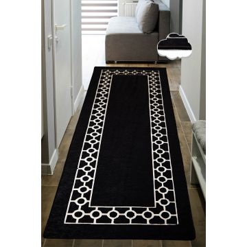 Covoras de intrare, Conceptum Hypnose, negru si alb, 80x200 cm, 100% poliester, antiderapant, lavabil la masina Covoras de intrare, Conceptum Hypnose, negru si alb, 80x200 cm, 100% poliester, antiderapant, lavabil la masina