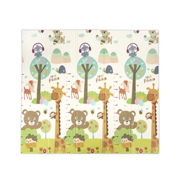 Covoras de joaca termic pentru copii Best Friends  Stars din spuma XPE, design cu doua fete, pliabil, 180x200 cm