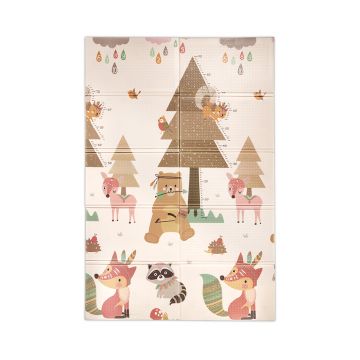 Covoras de joaca termic pentru copii Home  Stars din spuma XPE, design cu doua fete, pliabil, 120x180 cm