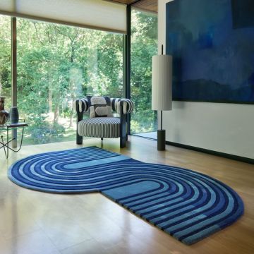 Covor Conway Retro Shaped Albastru inchis 120x180 cm, Flair Rugs