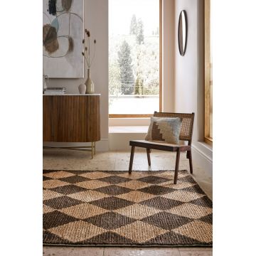 Covor Effie Diamond Jute Maro inchis 120x170 cm, Flair Rugs