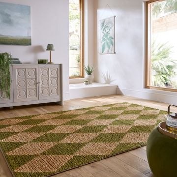 Covor Effie Diamond Jute Verde masliniu 160x230 cm, Flair Rugs la reducere