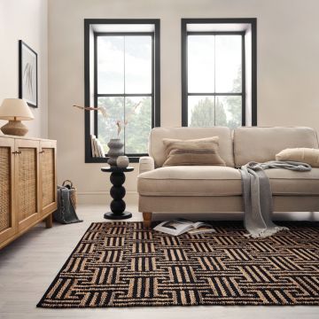 Covor Meander Jute Negru 120x170 cm, Flair Rugs