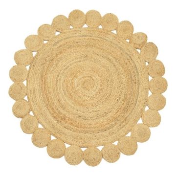 Covor rotund Boho Voni, Pako World, Iuta, Natural, 120x120 cm
