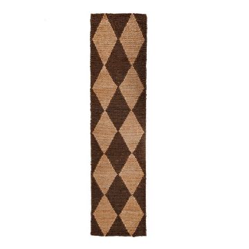 Covor tip traversă maro/în culoare naturală țesut manual din amestec de iută 60x230 cm Effie Diamond – Flair Rugs