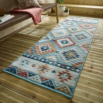 Covor traversa Plaza Avery Albastru 80X230 cm, Flair Rugs la reducere