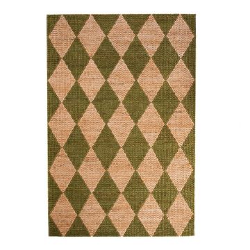 Covor verde/în culoare naturală țesut manual din amestec de iută 120x170 cm Effie Diamond – Flair Rugs