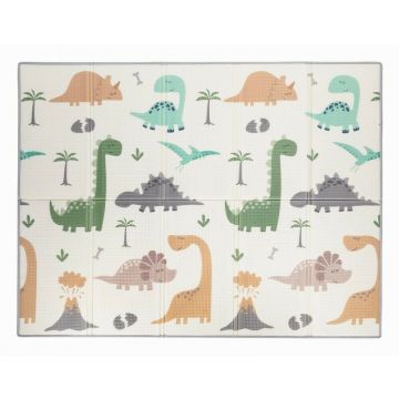 Covoras de joaca FreeON Magic Dino multicolor cu doua fete, pliabil 200x150 cm