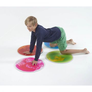 Set 4 placi rotunde senzoriale cu gel Playlearn diametru 50 cm