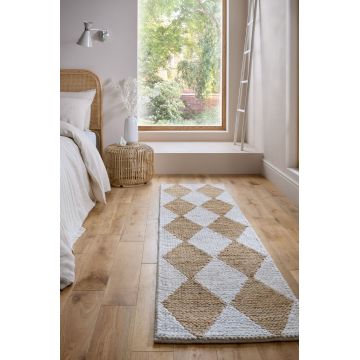 Traversa Effie Diamond Jute Bej deschis 60x230 cm, Flair Rugs