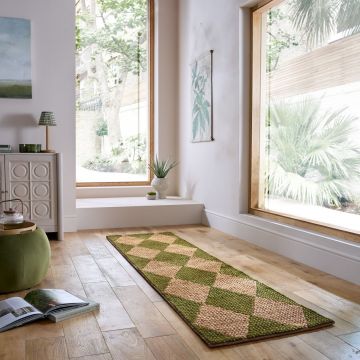 Traversa Effie Diamond Jute Verde masliniu 80x230 cm, Flair Rugs