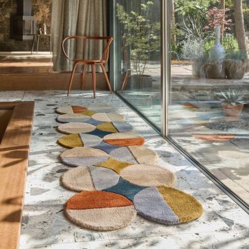 Traversa Mia Ellipse Albastru, Caramiziu 80x230 cm, Flair Rugs