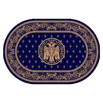 Covor Bisericesc Oval, 100 x 200 cm, Albastru, Lotos 15032/810