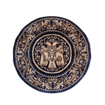 Covor Bisericesc Rotund, 100 cm x 100 cm, Albastru, Model Lotos