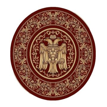 Covor Bisericesc Rotund, 100 cm x 100 cm, Rosu, Model Lotos