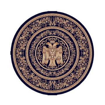 Covor Bisericesc Rotund, 67 cm x 67 cm, Albastru, Model Lotos