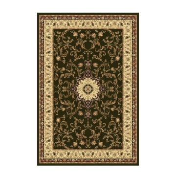 Covor Dreptunghiular, 50 x 80 cm, Verde / Crem, Model Lotos